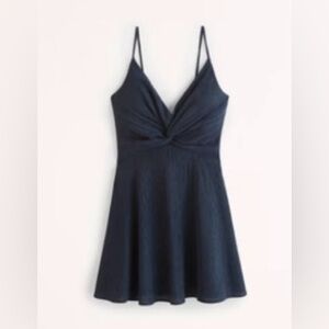 Abercrombie Crinkle Textured Twist-Front Mini Dress
